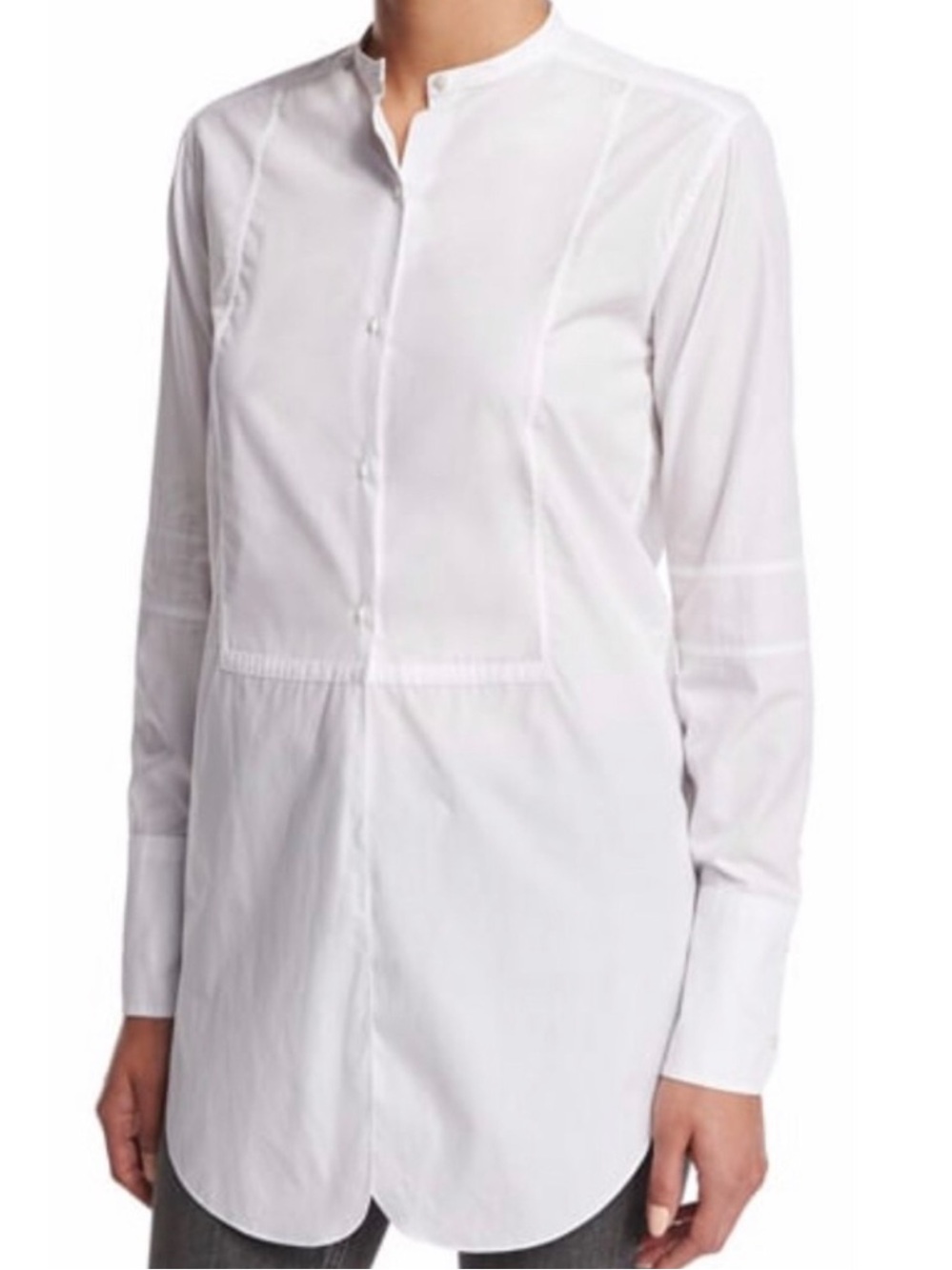 Helmut Lang Poplin Tuxedo Tunic Shirt